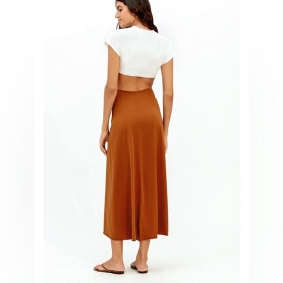 NWT Vix by Paula Hermanny Women's White Tan Loop Midi Cover Up Maxi Dress Size S - Picture 3 of 13